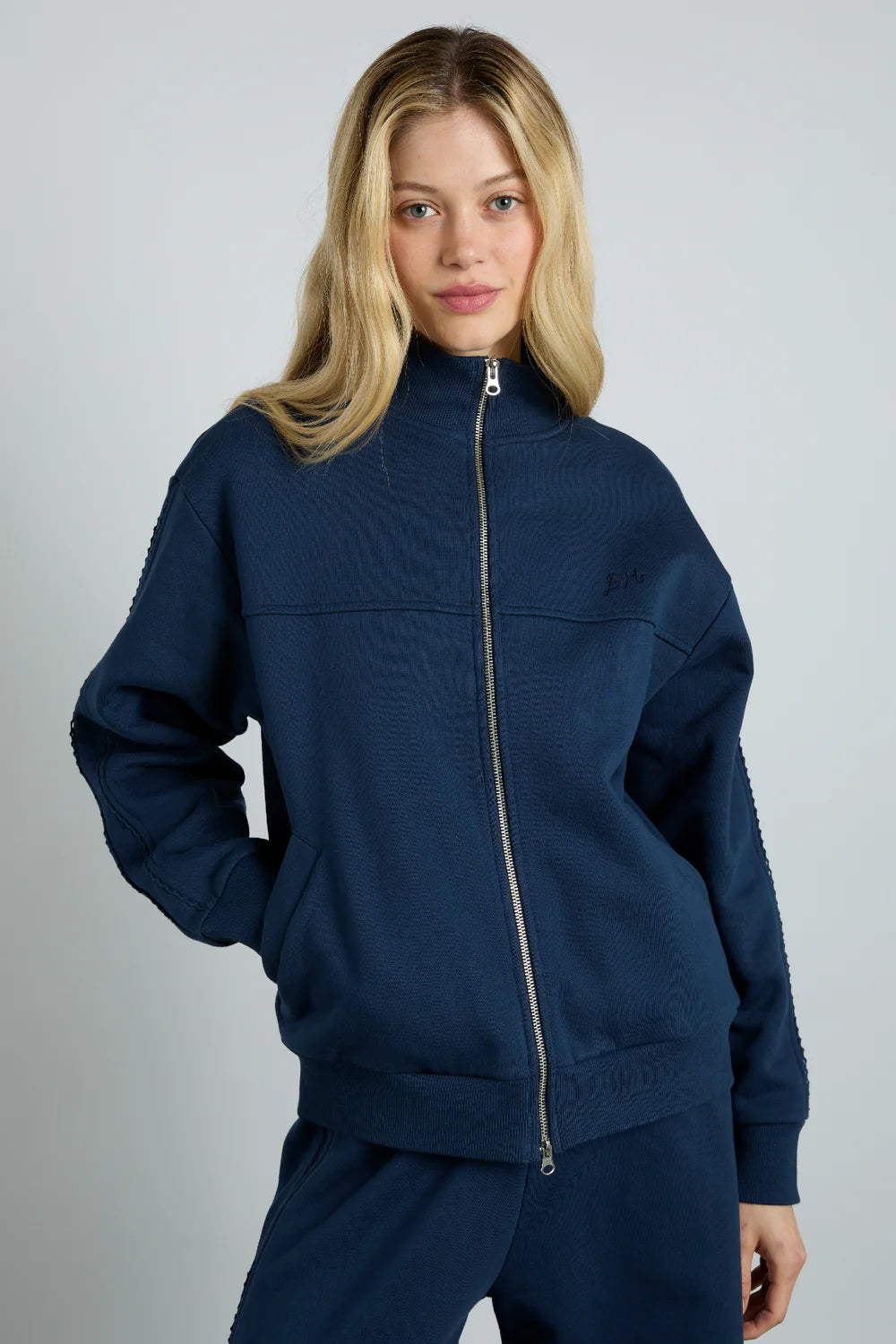 Damson Madder Andie Zip Hoodie with Crochet Stripe