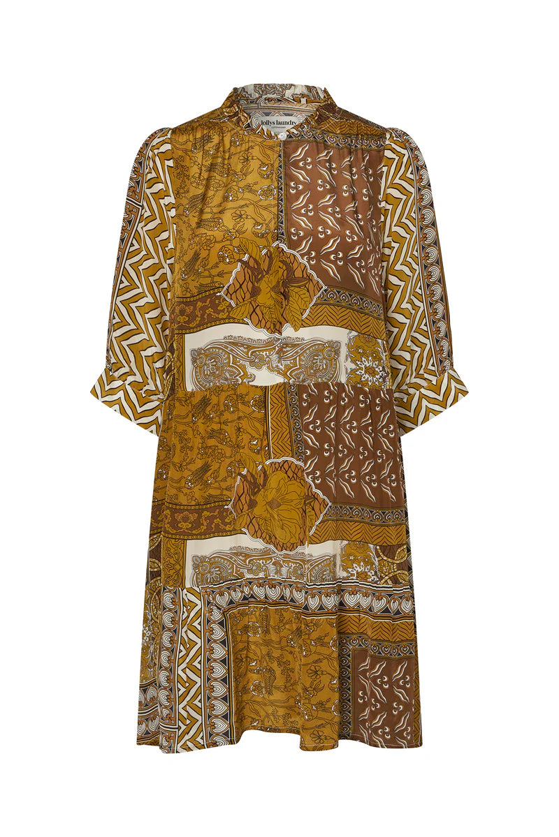 Lollys Laundry Sabine Short Gold Printed Dress
