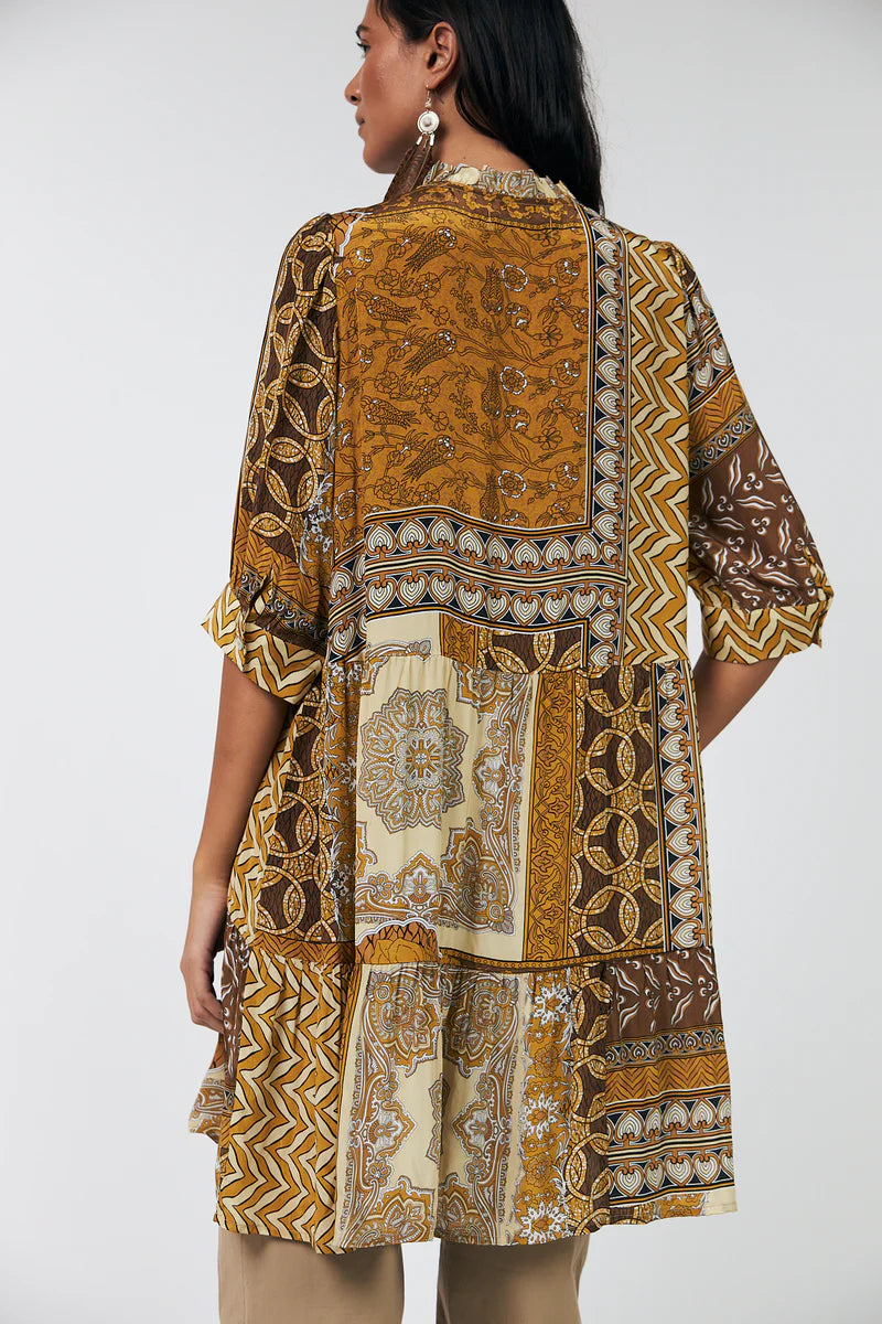 Lollys Laundry Sabine Short Gold Printed Dress