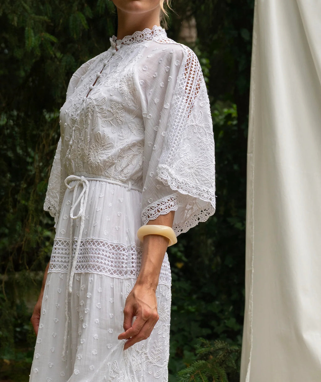 BRDR Villa White Embroidered Maxi Dress