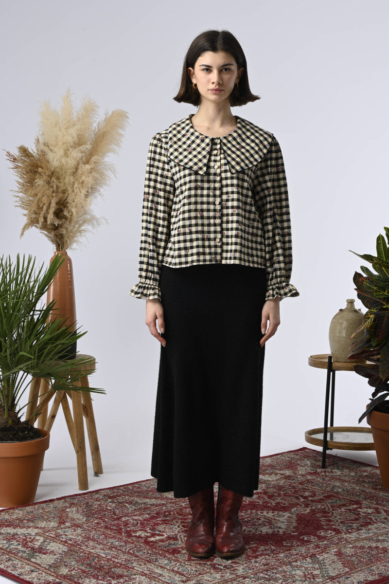 Orfeo Gingham Sailor Collar Blouse