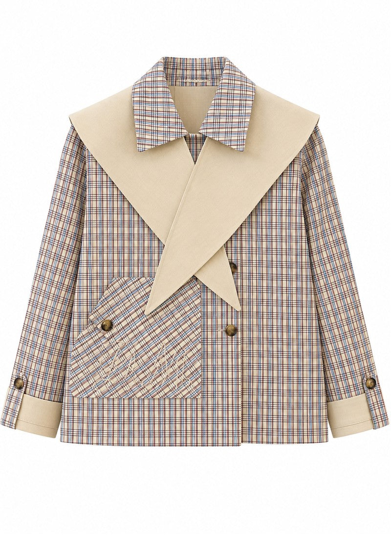 Damson Madder Jerry Reversible Crop Trench Ginger Check