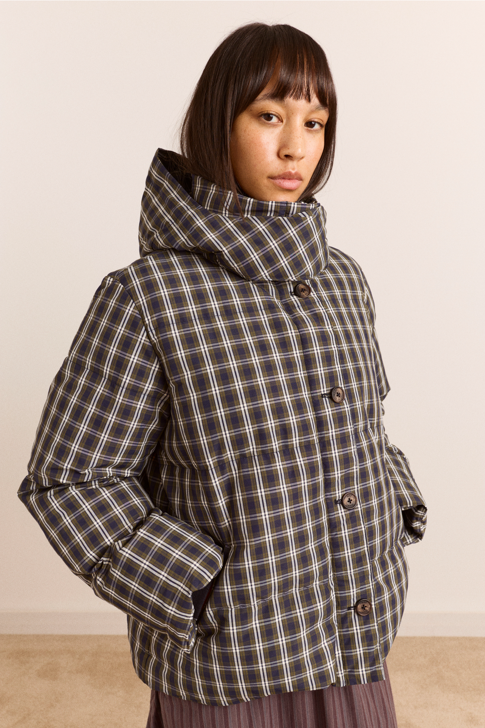 Damson Madder Pearl Hooded Puffer