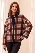 Tribal Mock Neck Plaid Cardigan