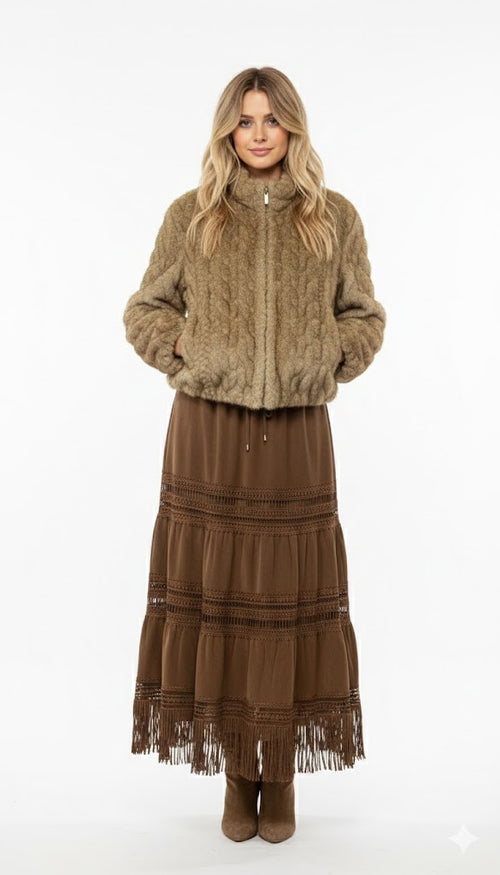 Derhy Gladys Faux Fur Cable Jacket