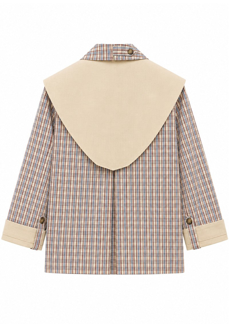 Damson Madder Jerry Reversible Crop Trench Ginger Check