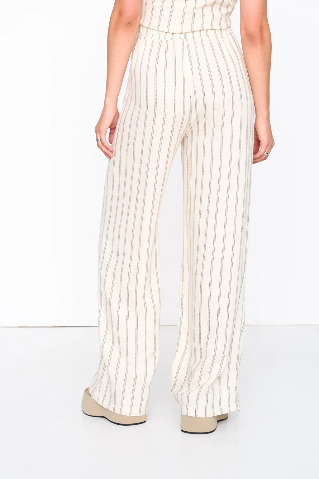 24Colours Linen Blend Striped Trousers