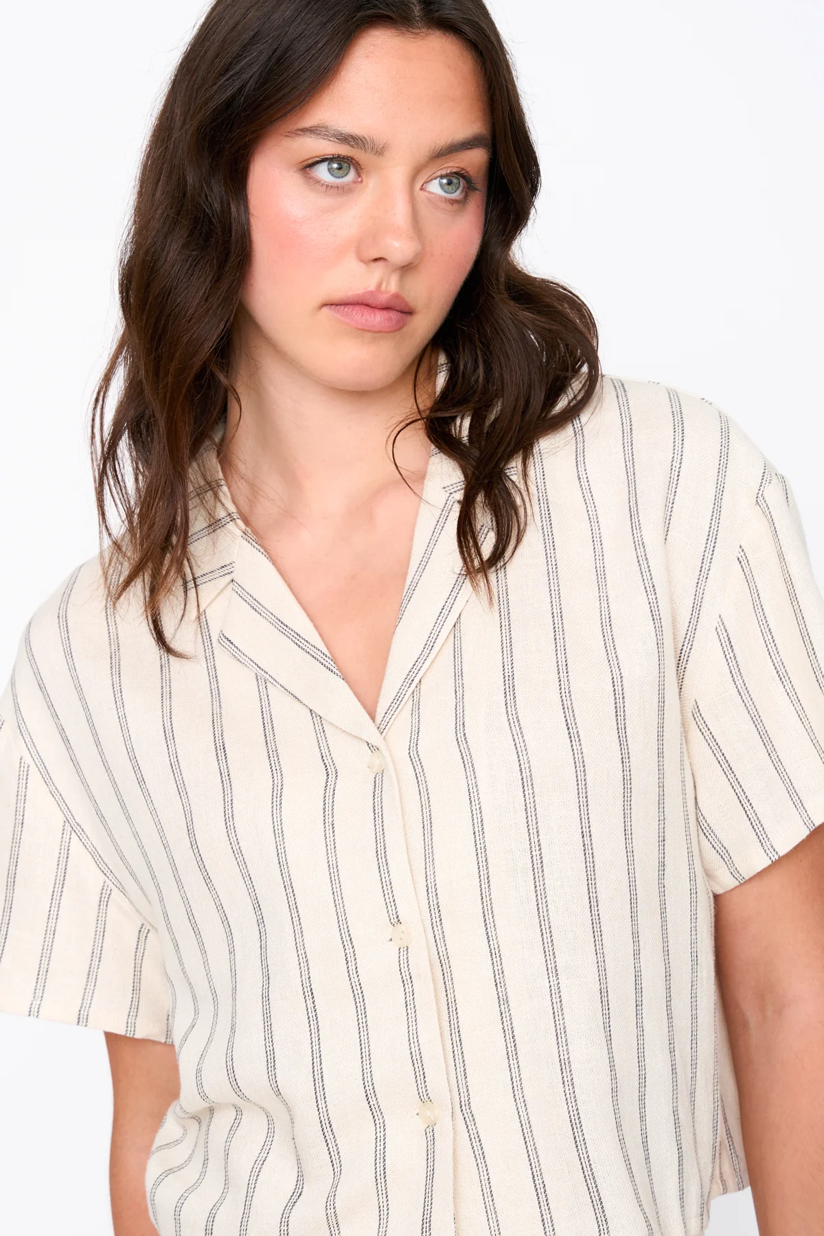 24Colours Striped Linen Blend Shirt