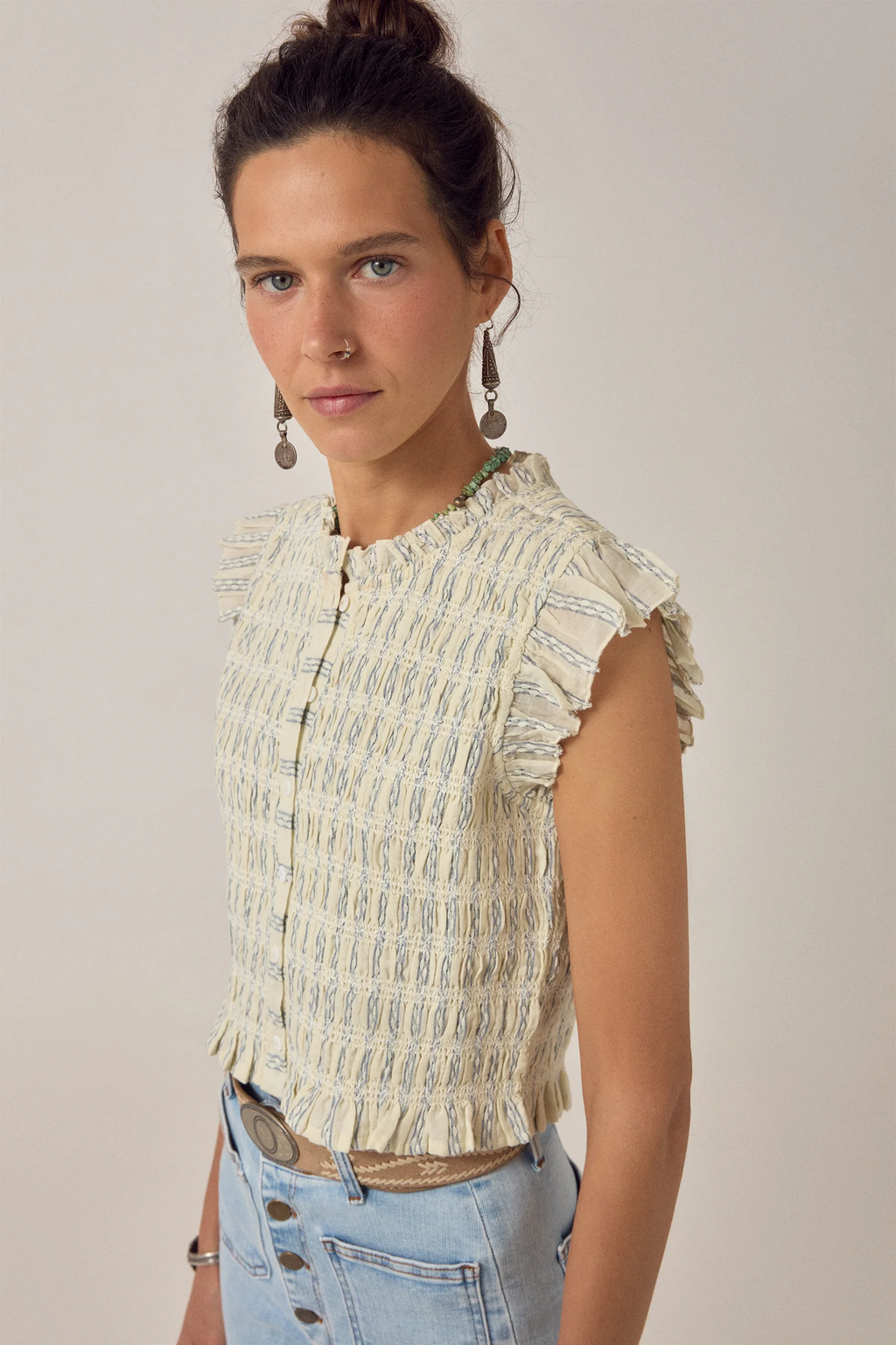 Maison Hotel Omaris Sleeveless Shirred Top