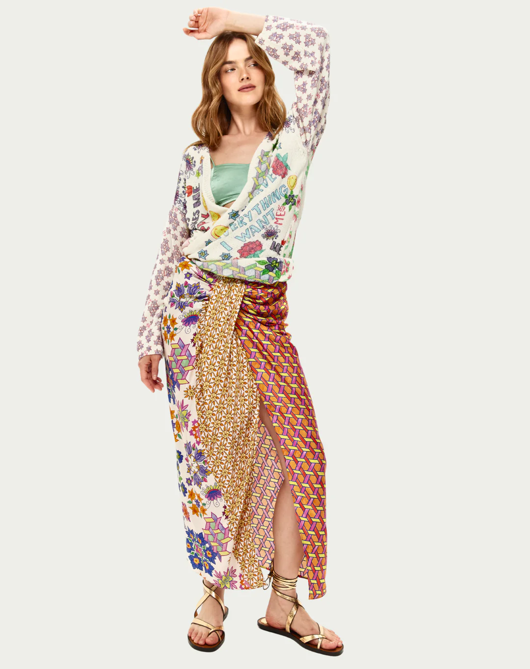 ME369 Luna Tie Front Midi Skirt