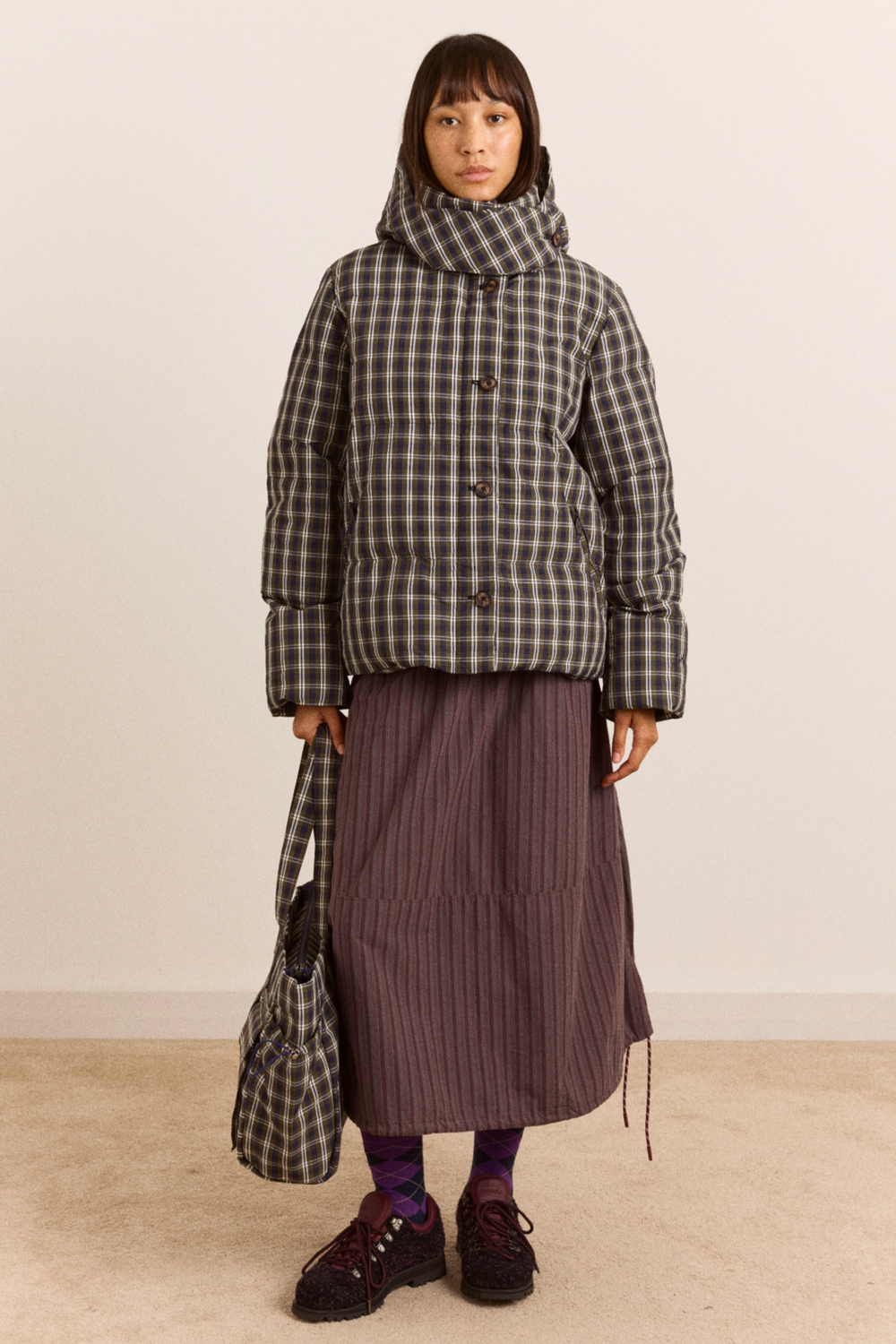 Damson Madder Pearl Hooded Puffer