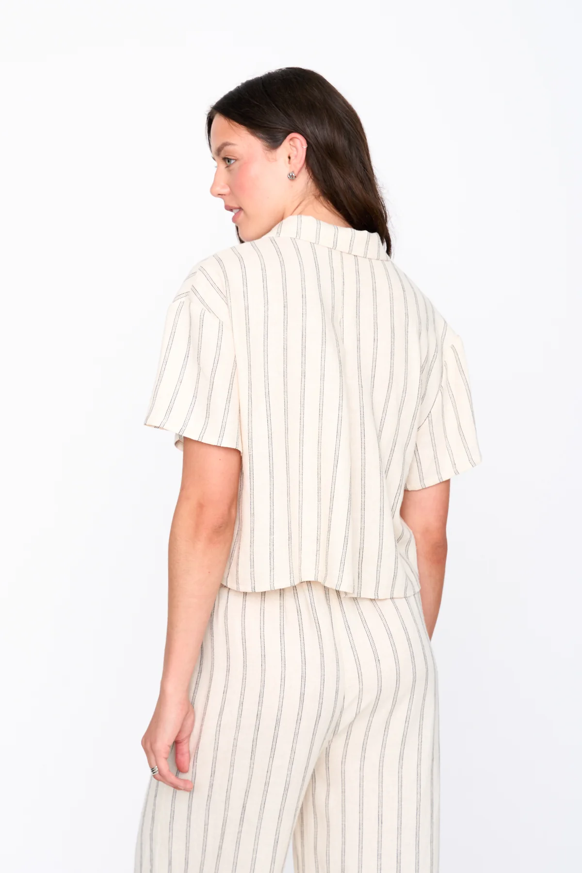 24Colours Striped Linen Blend Shirt