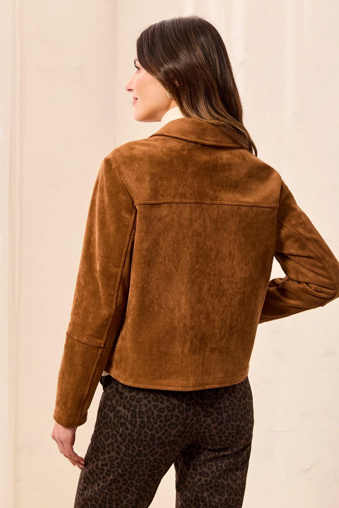 Tribal Faux Suede Trucker Jacket