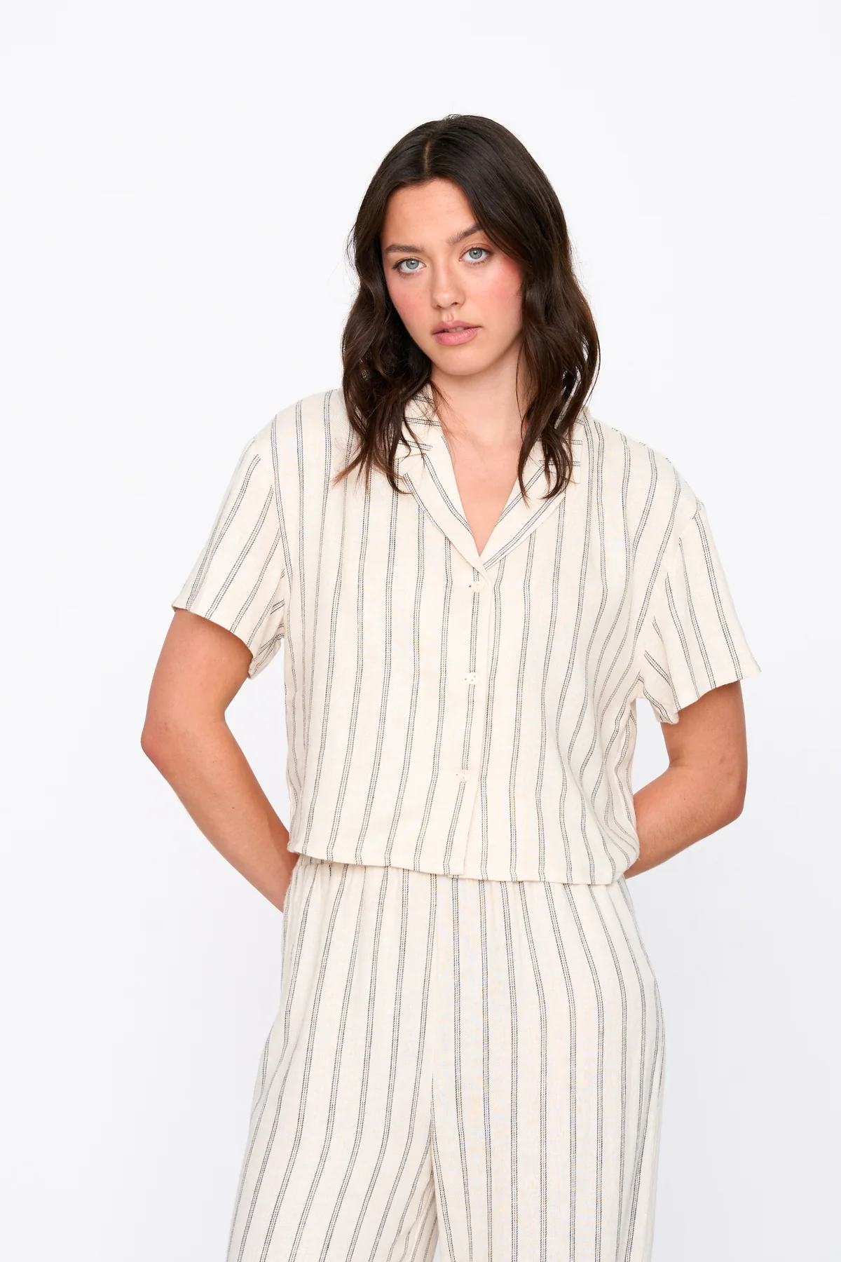 24Colours Striped Linen Blend Shirt