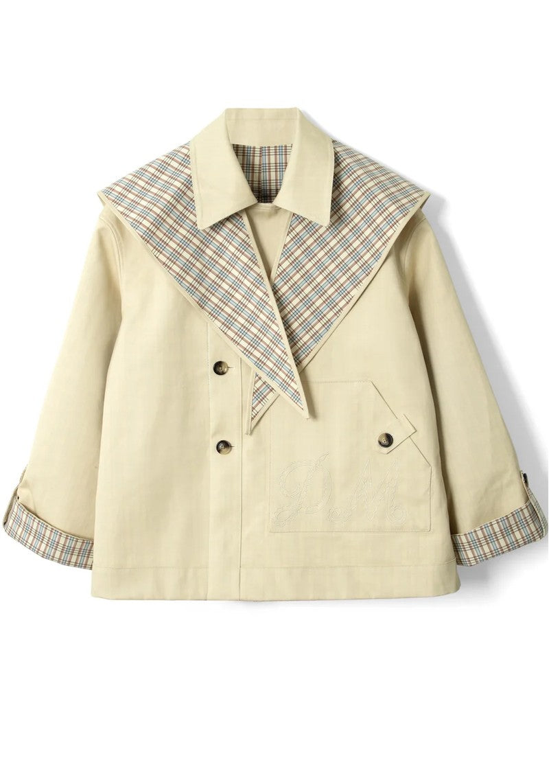 Damson Madder Jerry Reversible Crop Trench Ginger Check