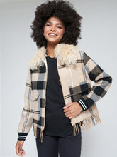 Load image into Gallery viewer, Vilagallo Checked Wool Fringed Jacket
