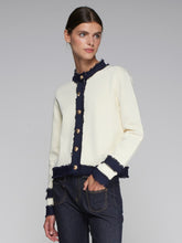 Load image into Gallery viewer, Vilagallo Bi-Colour Cardigan with Gold Buttons
