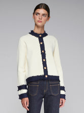 Load image into Gallery viewer, Vilagallo Bi-Colour Cardigan with Gold Buttons
