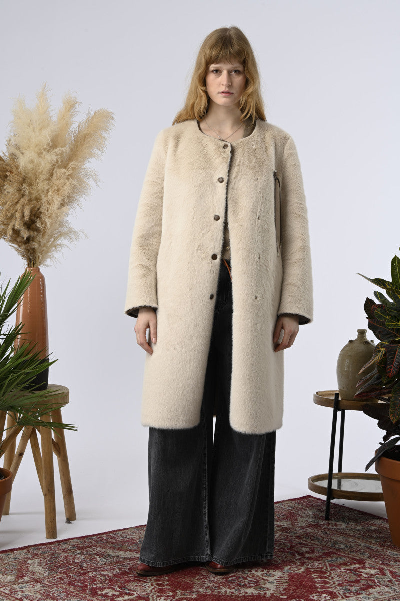 Orfeo Lara Faux Fur Round Neck Coat