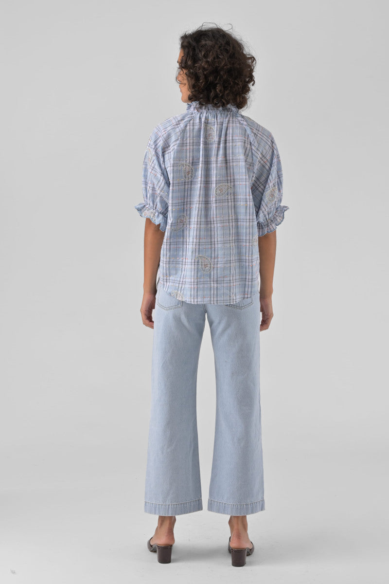 Orfeo Clery Check Embroidered Blouse