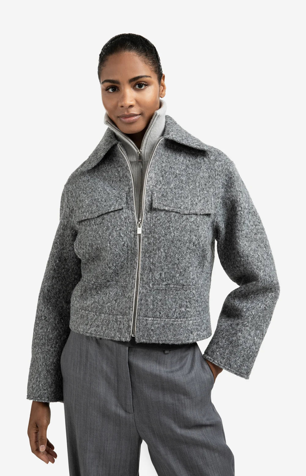 YAYA Felted Boucle Jacket