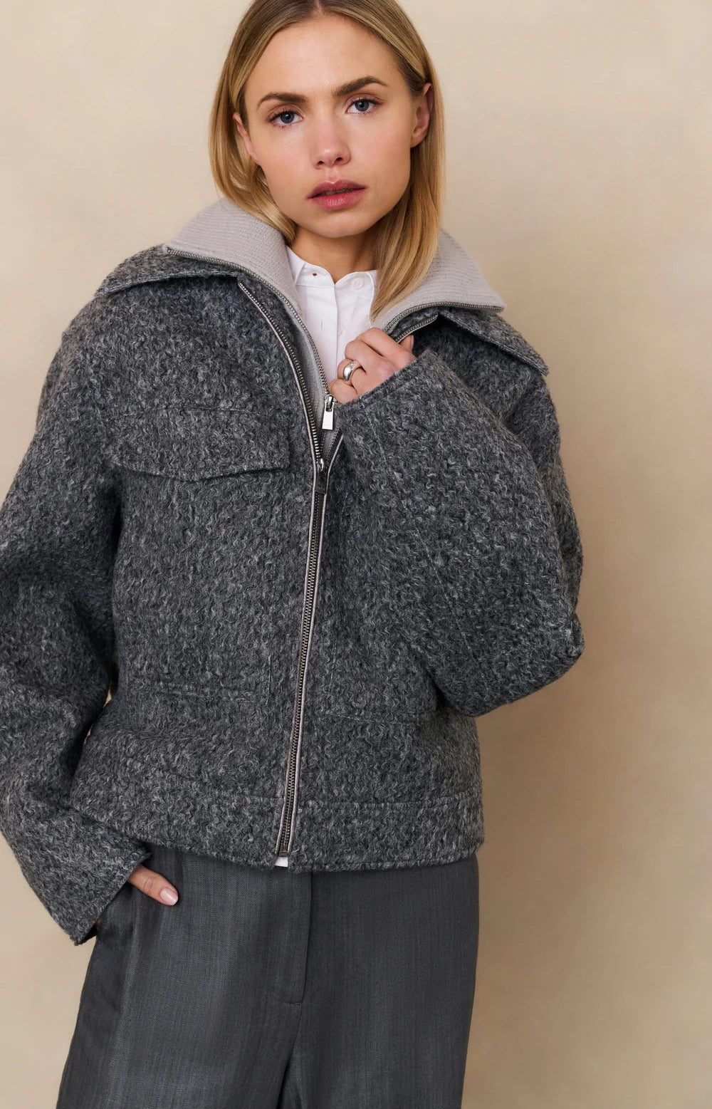 YAYA Felted Boucle Jacket