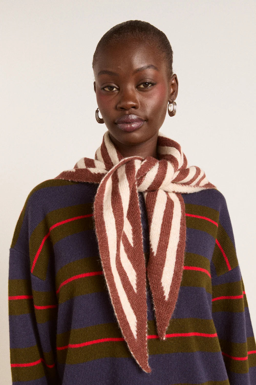 Damson Madder Stripe Triangle Scarf
