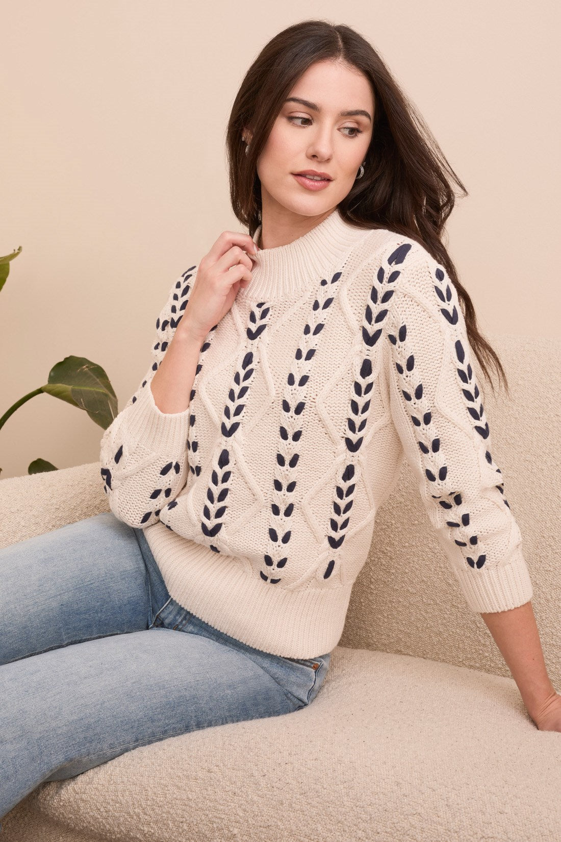 Tribal Cable Knit Jumper Weave Detail