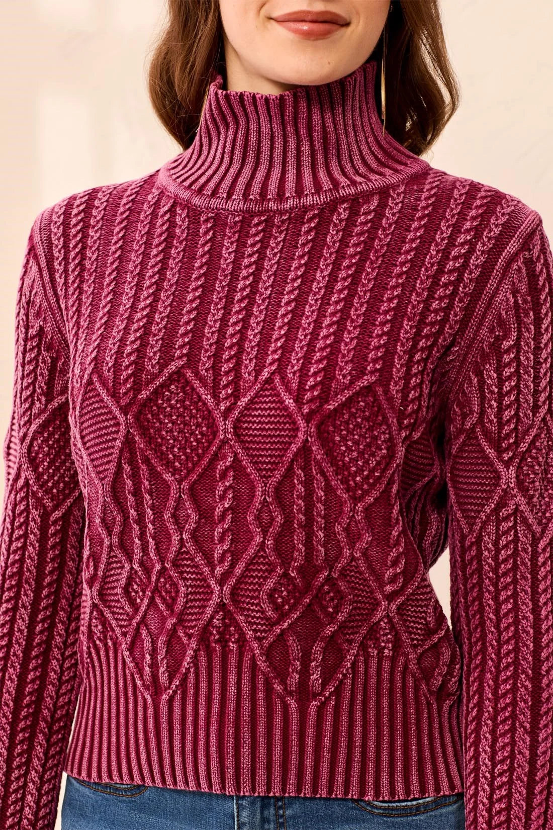Tribal Cable Knit Washed Effect Jumper
