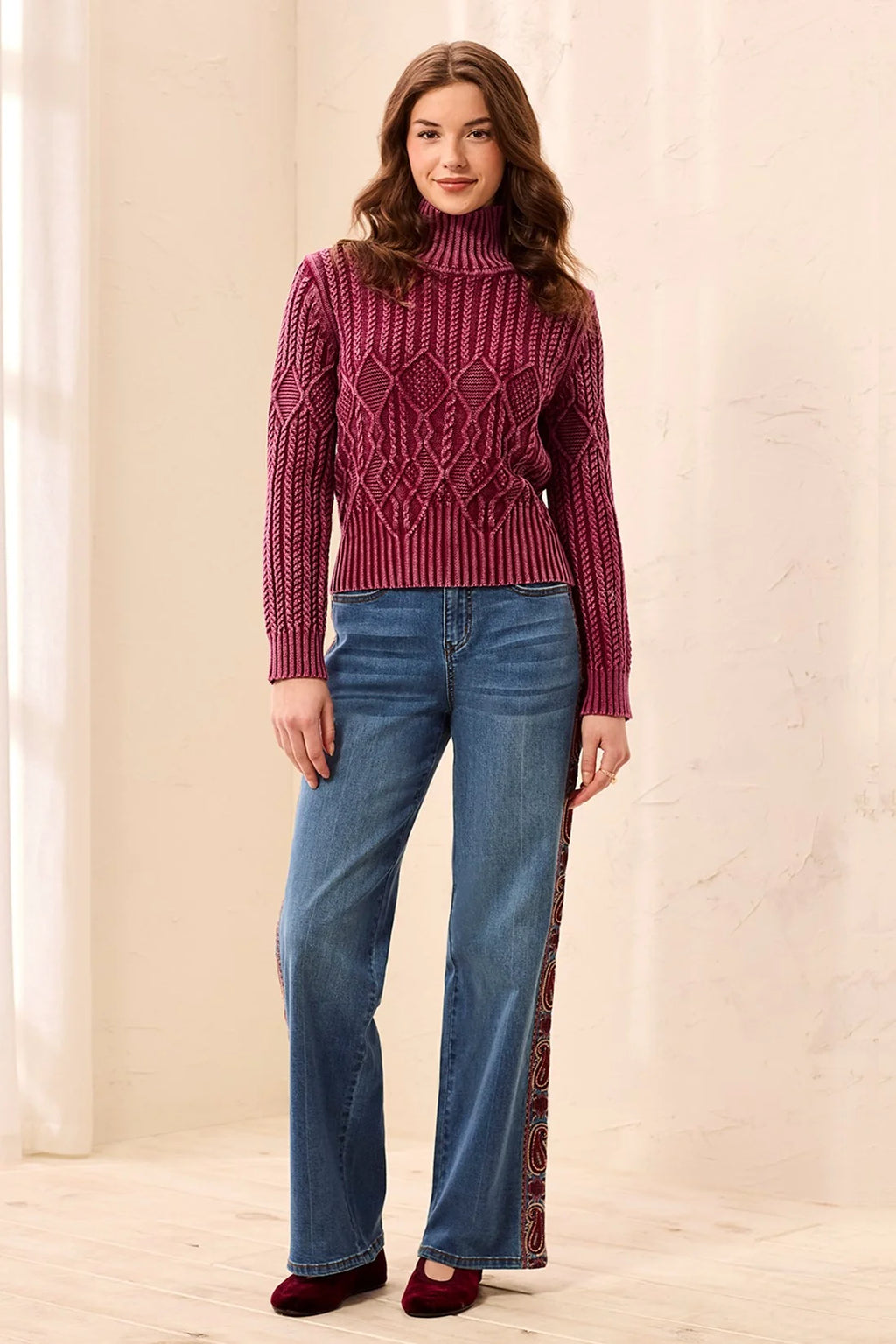 Tribal Cable Knit Washed Effect Jumper